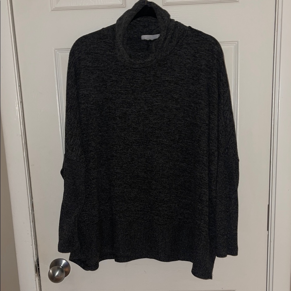 Zenana Outfitters Dark Gray Cowl Neck Long Sleeve Shirt Oversized